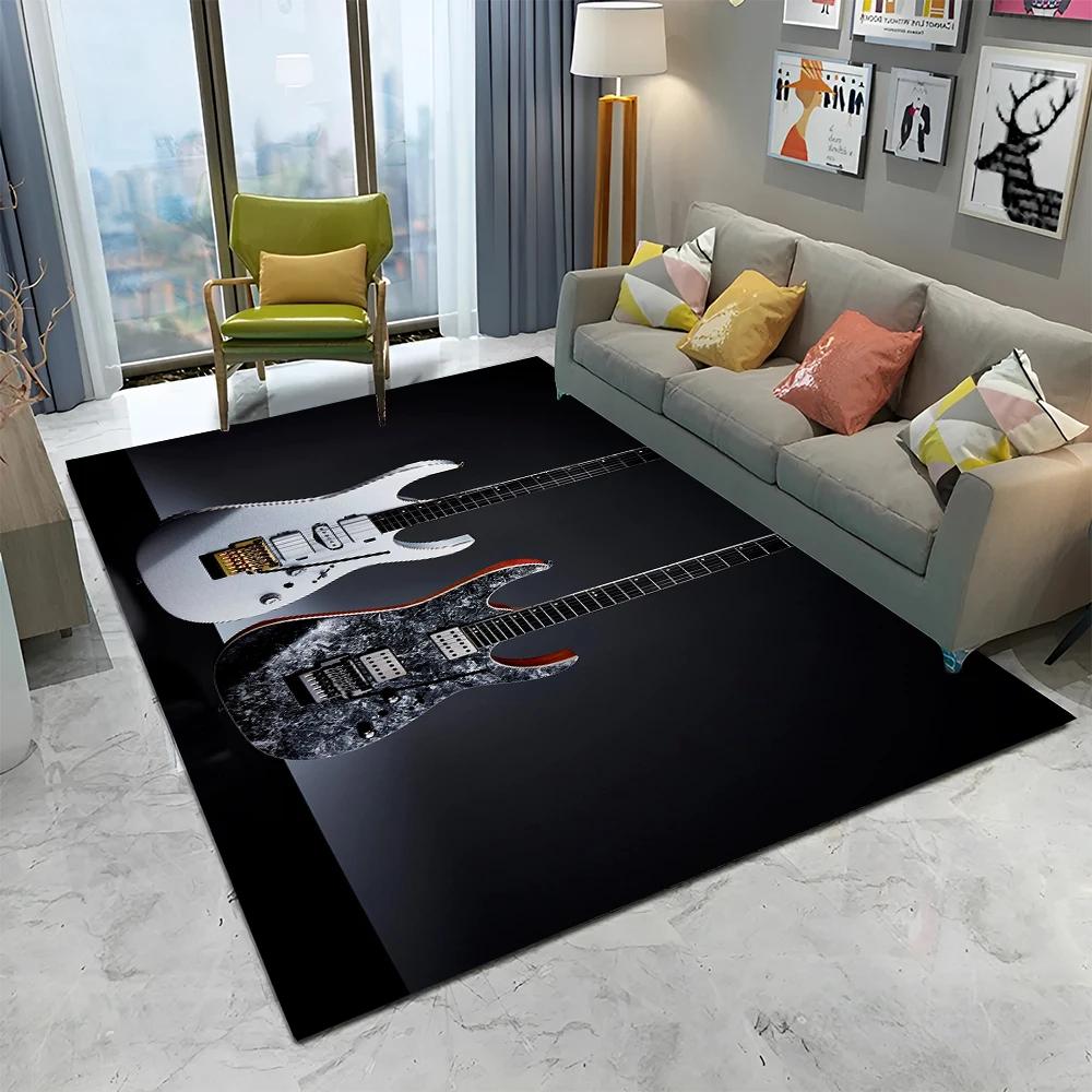 Electric Guitar 3D Classical Guitar Carpet Rug for Home Living Room Bedroom Sofa Doormat Decor,kids Area Rug Non-slip Floor Mat