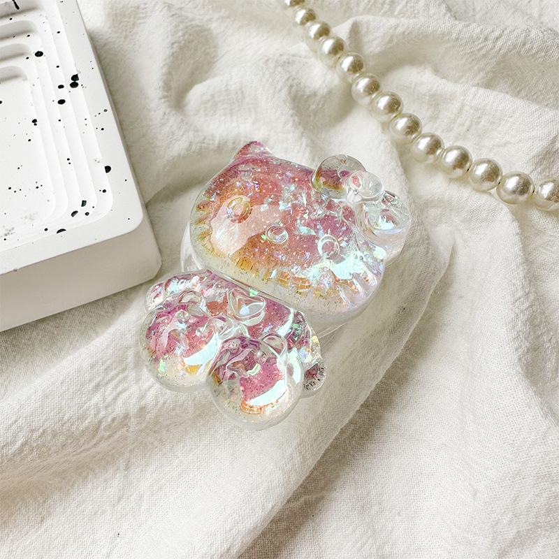 

Cartoon Laser Colorful Kt Cat Mobile Phone Airbag Bracket Back Sticker Retractable Back Sticker Desktop Cat Support Frame