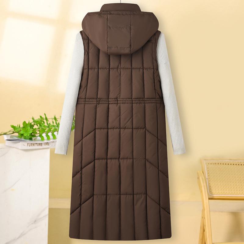 Fashion Warm Long Vest Woman Wear On Both Sides Sleeveless Parka Hooded Casual Thick Winter Women's Jackets