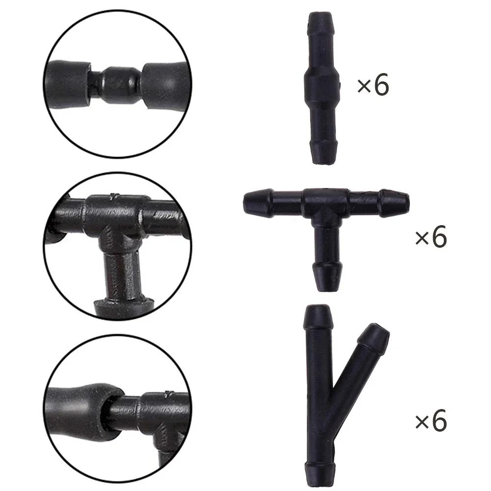 18-54PCS Windscreen Washer Joiner Pipe Connector T Piece Straight 3 Way Y Piece Air Fuel Water Petrol Wiper Washer Nozzle Hose