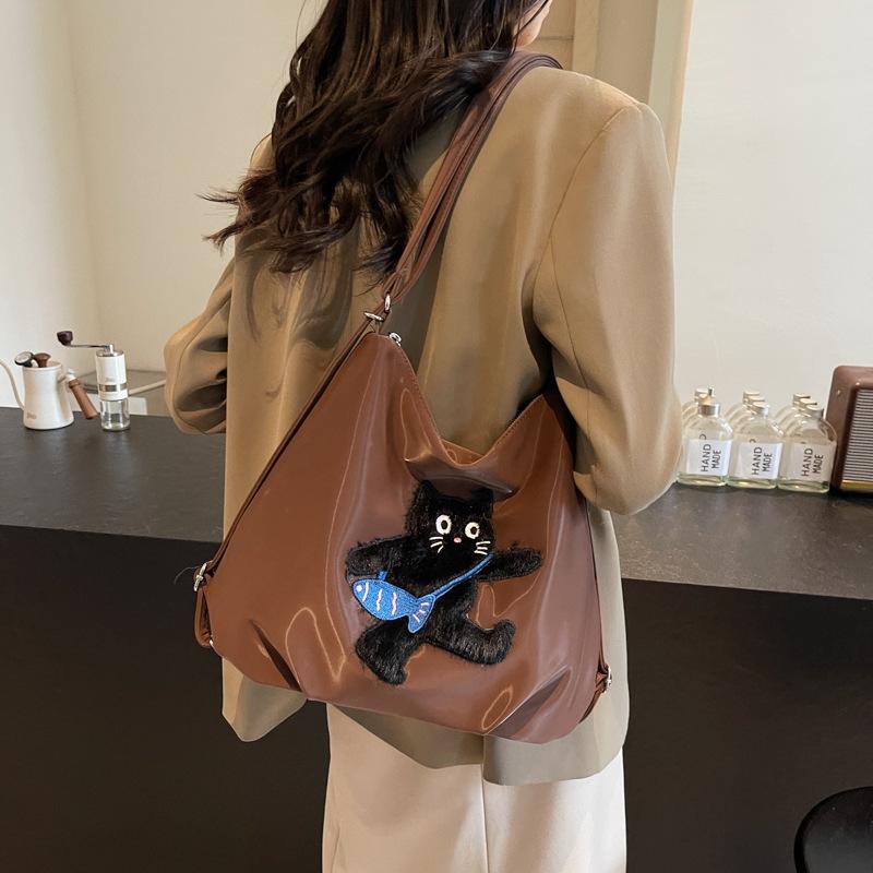 Student Class Backpack Women's Retro Fashion Large Capacity Tote Bag 2025 Winter Niche Design Women's Bag