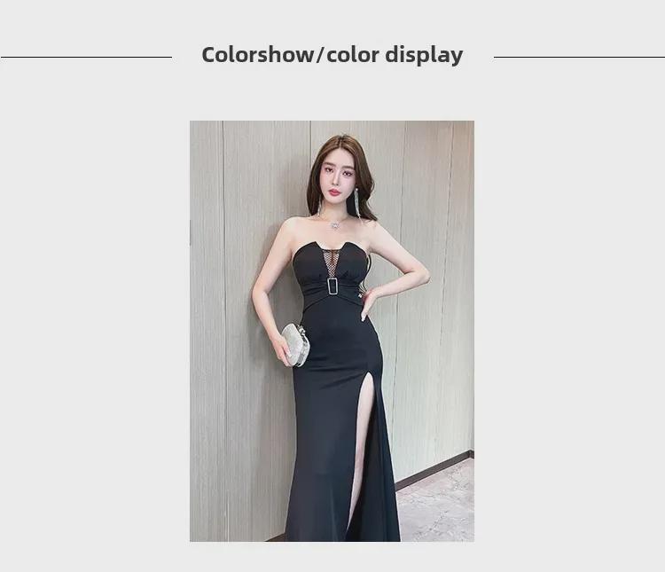 2025 High-End Slim Hollow Tube Top Evening Dress - Sexy, Stylish Nightclub and Banquet Wear