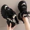 Fashion Double Mesh Breathable Non-slip Dad Shoes Women's 2025 Spring New Middle Heel Soft Sole Wide Foot Casual Thick Sole Sports Shoes