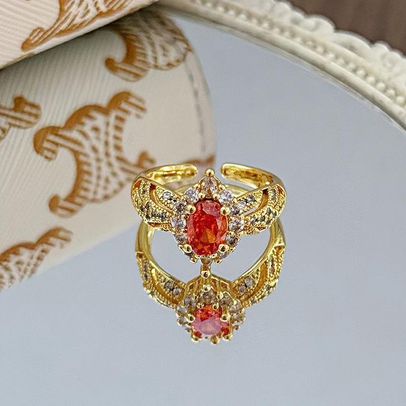 Medieval Vintage Premium Flash Diamond Retro Brushed Wide Version Open Ring Niche Light Luxury Stacked Ring Woman