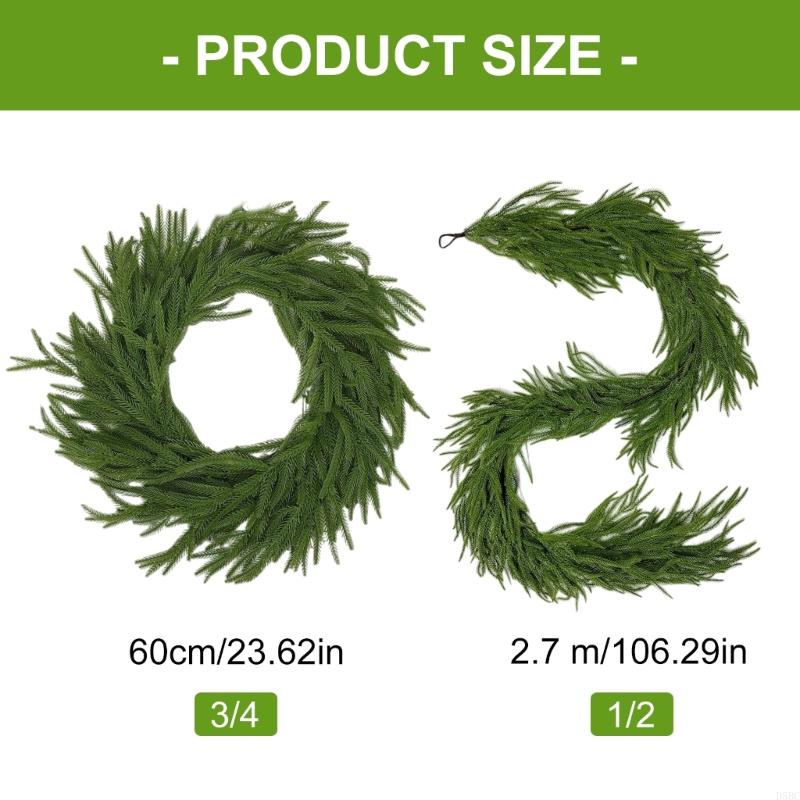 Christmas Norfolk Pine Garlands Real Touch Pine Artificial Garland Faux Greenery Garland Winter Christmas Garland for Table Xmas