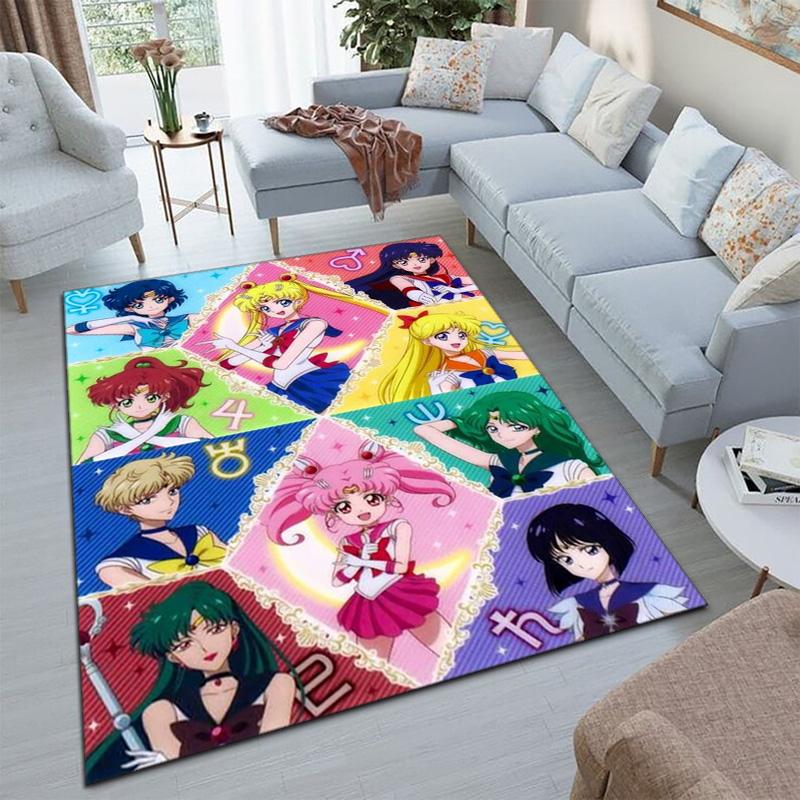 Cute cartoon theme Sailor Moon Tsukino Usagi cartoon rug Multifunctional household anti-slip decorative door mat, outdoor floor mat, and carpet Y14