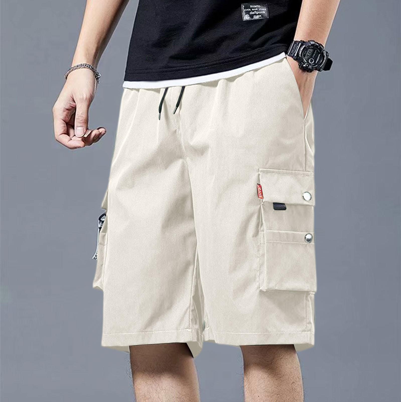 Мужская мода повседневный летний свободный многокарманный комбинезон шорты укороченные брюки L