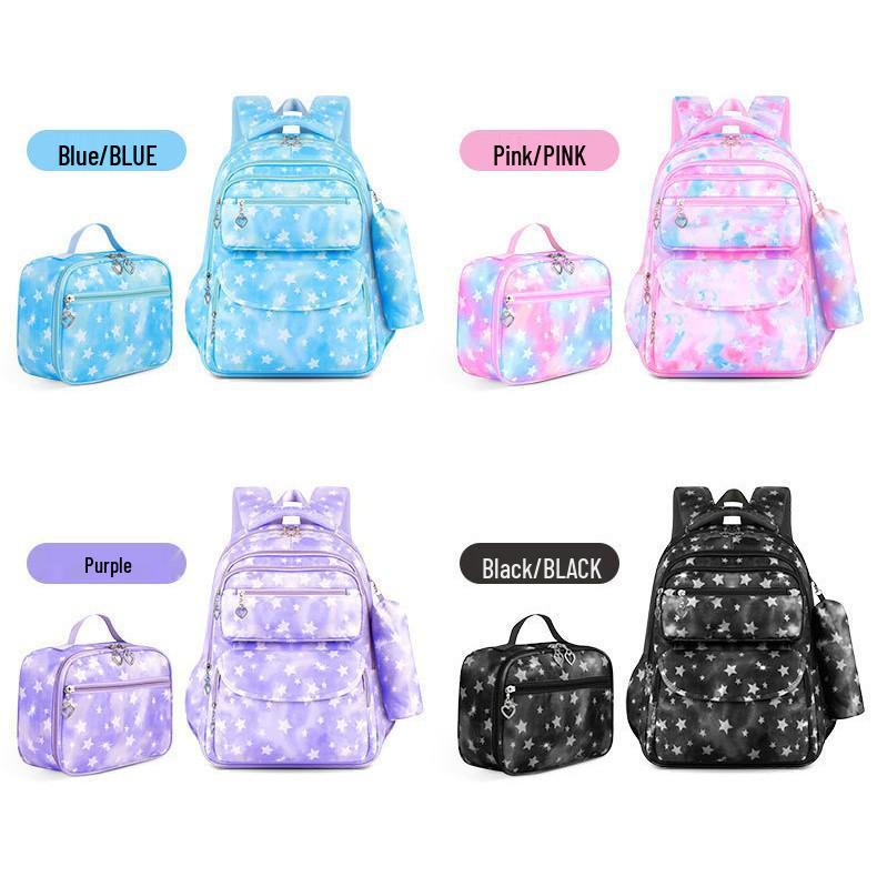 Korean Graffiti School Backpack Set: Waterproof, 3-Piece, Five-Pointed Star Design, Grades 1-6