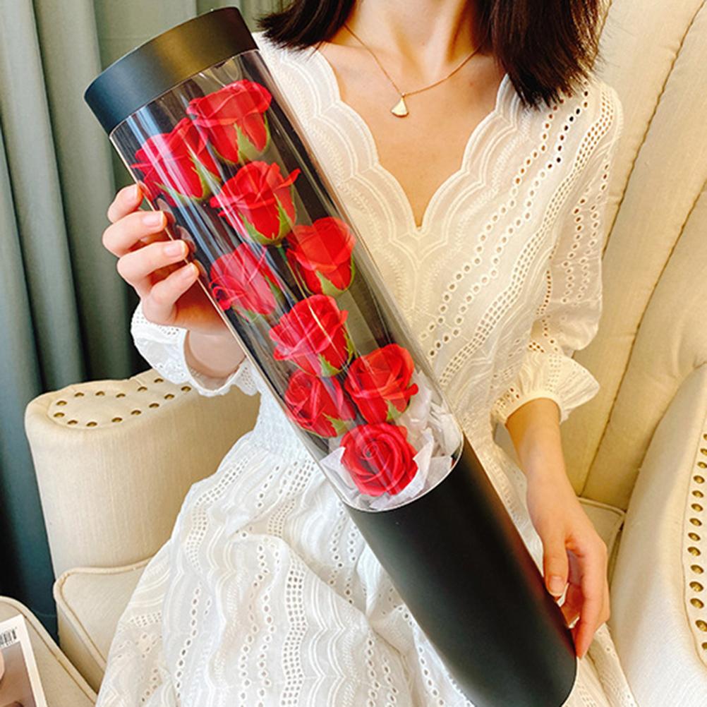 Soap Rose Flower Bouquet Gift Box Artificial Rose Flowers Rose Petal Bouquet Tube Valentine"s Day