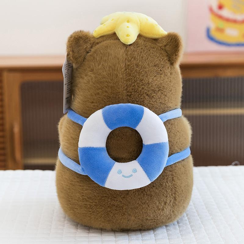 New Seaside Summer Coconut Tree Backpack Kapibara Plush Toy Swimming Ring Capybara Doll for Girls