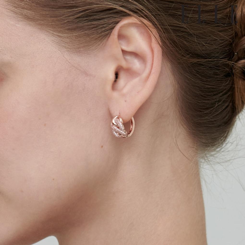 14K Bold Chain One-Touch Earrings (Gold Pin) ELGPEE387