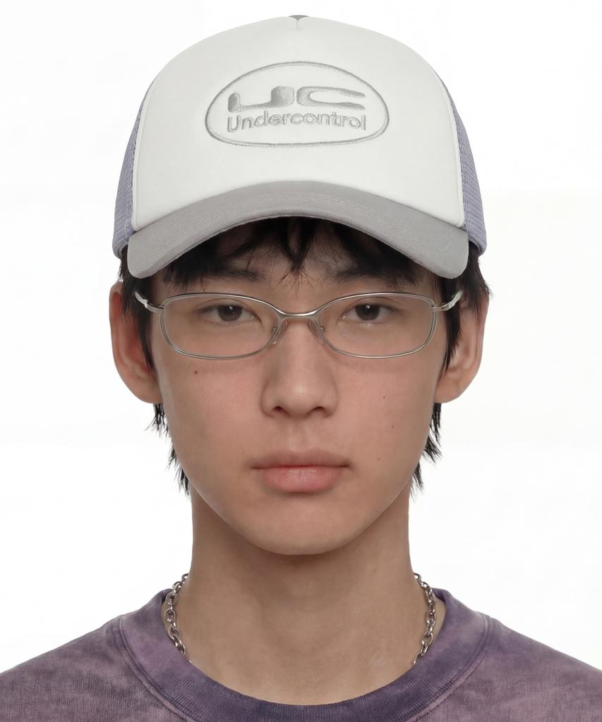 Eondeokeonteulol Summer Mesh Sunblock Logo Color Block Ball Cap Unisex Baseball Cap Uc Circle / Mesh Trucker B B / P Grey