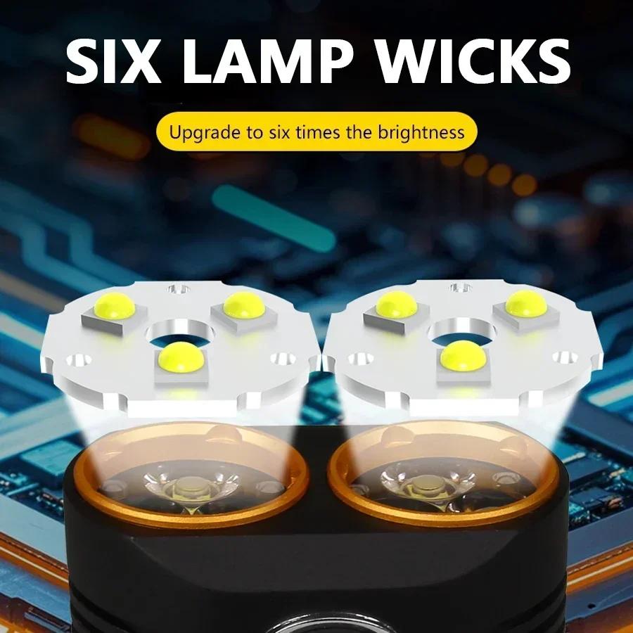 Super Bright 6 LED Flashlight USB Rechargeable Mini Portable Torch Outdoor Camping Light Magnetic Suction Tent Lantern Work Lamp