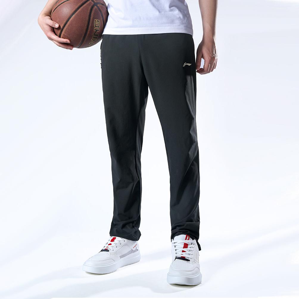 Li Ning Quick-Drying Straight-Leg Woven Breathable Sports Pants Men Pants Standard-Black AYKR449-1