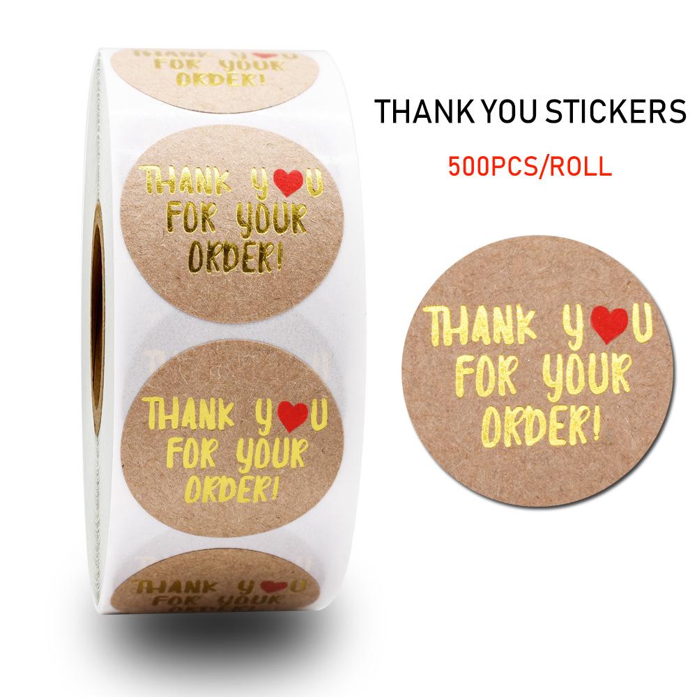 50-500pcs Round Gold Foil Thank You For Your Order Stickers 1 Inch Wedding Pretty Gift Cards Envelope Sealing Label Stickers