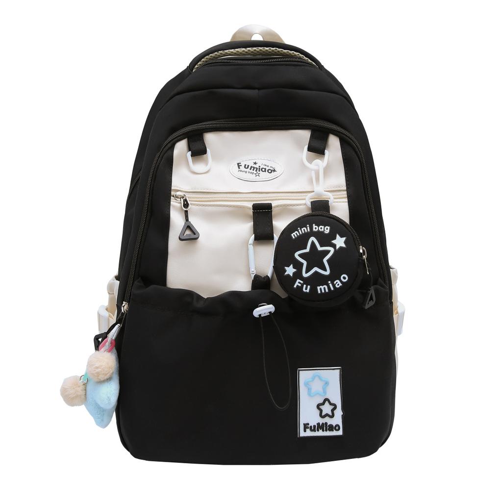 Schoolbag high value Mori fresh and sweet girl heart travel backpack large capacity contrasting color primary and secondary school students cute