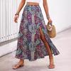 ins cross-border celebrity style personalized printing slit a-word skirt spring and summer high-end foreign trade women's clothing skirt skirt skirt