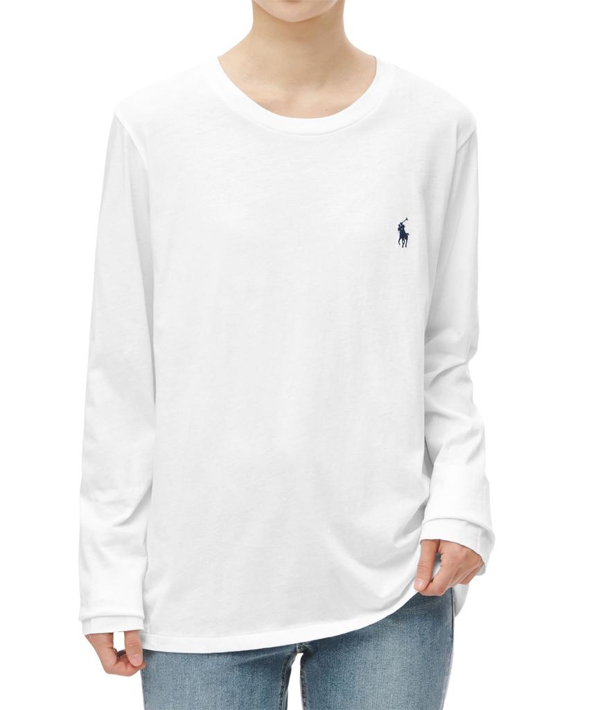 POLO RALPH LAUREN W Cotton Jersey Long Sleeve Tee - White