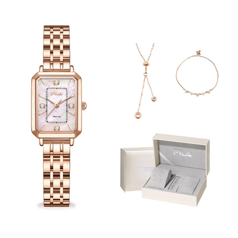 FILA Elegant Series Watch Quartz Movement Steel Strap Blue Dial Women watches rose pearl diamond FLL38-6651
