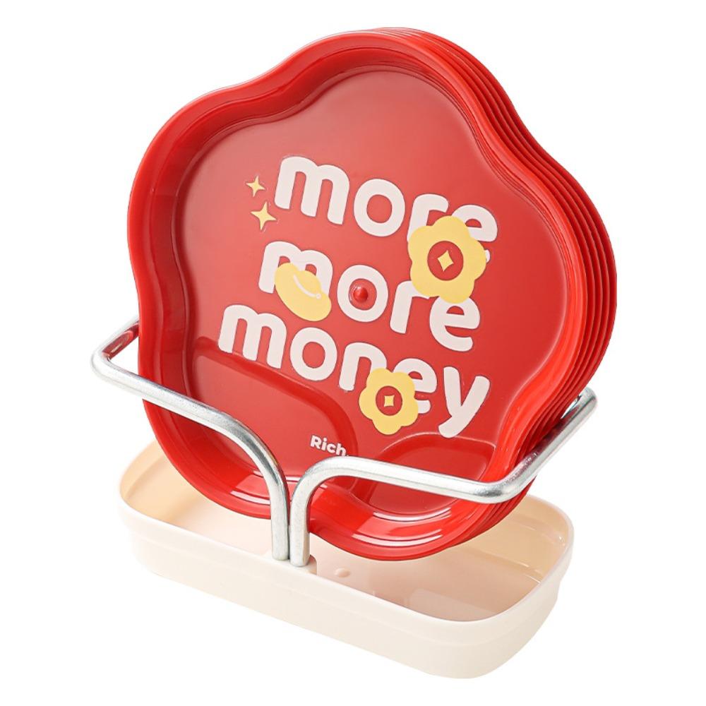 

5Pcs New Flower Shape Fruit Plate With Storage Base Plastic Bone Dish Spit Bone