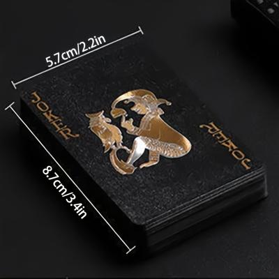 1 Deck Of Cool Black Playing Cards, Waterproof Black-Golden Foil Poker Cards , Great For Magic, Water Card Games And Party
