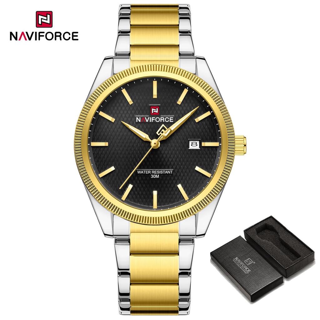 Naviforce Original Simple Men Watch Calendar Quartz Movement Luminous Pointer Waterproof 3ATM Stainless Steel Strap Men Watch NF9276S