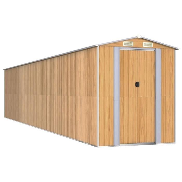 3147480 vidaXL Garden Shed Light Brown 192x938x223 Cm Galvanized Steel