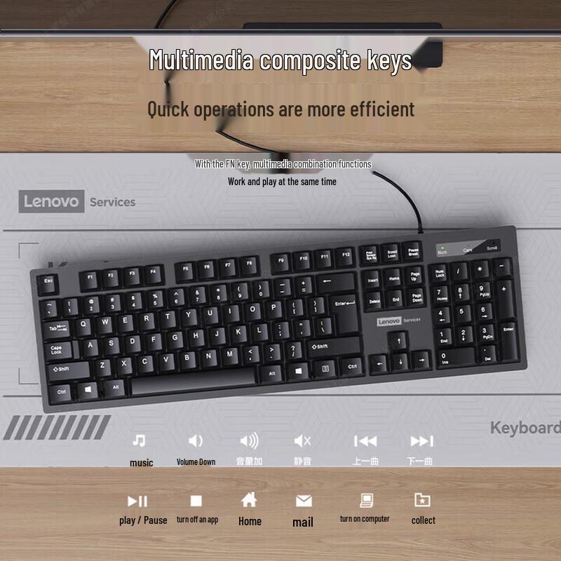 Lenovo KM280 Wired Keyboard and Mouse Combo