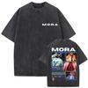 Vintage Washed Mora Lo Mismo De Siempre Album Letter Print TShirt Mens Women High Quality Fashion Oversized Cotton T Shirts