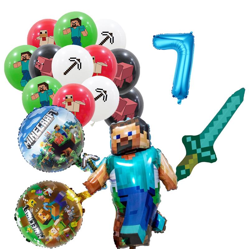 MC Pixel Games Birthday Party Decorations Tableware Cup Plate Napkin Tablecloth My World Balloon Party Favors Gifts Supplies