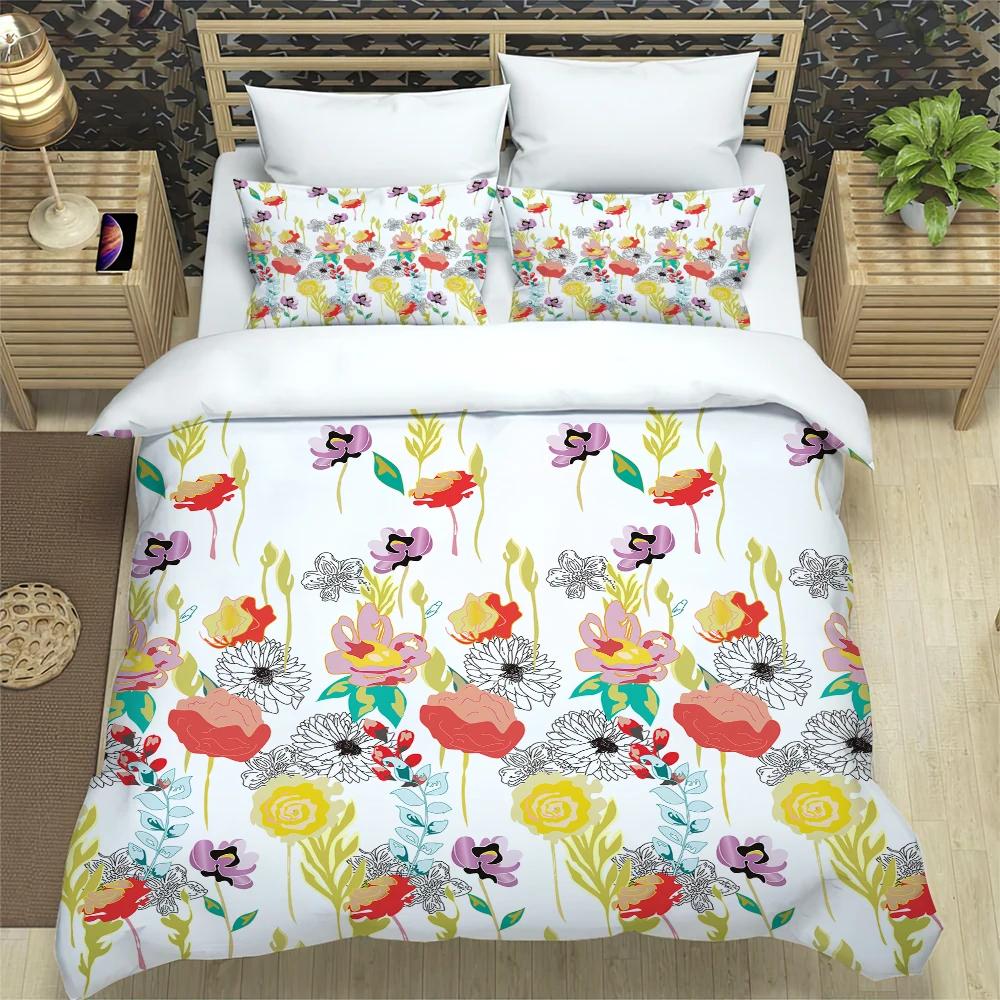 Floral Bedding Set Comforter Duvet Cover Pillow Shams Poppies Of Spring Season Pastoral Flowers Bot Bedding Cover Double Bed Set