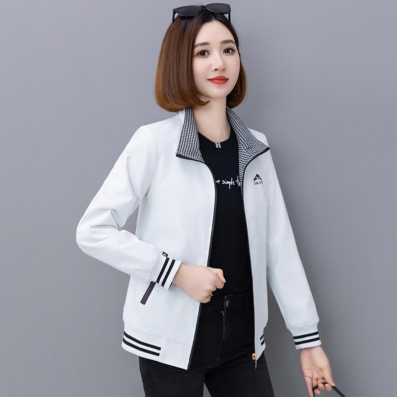 

Женское стильное пальто-кардиган с воротником-стойкой и двумя бретелями из коллекции весна-осень 2025 для мам среднего возраста 3XL (140-155 lbs) белый