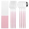 12-16Pcs Chopsticks Knife Fork Spoon Cutlery Set Green Gold Dinnerware Set Luxury Stainless Steel Flatware Korean Tableware Set