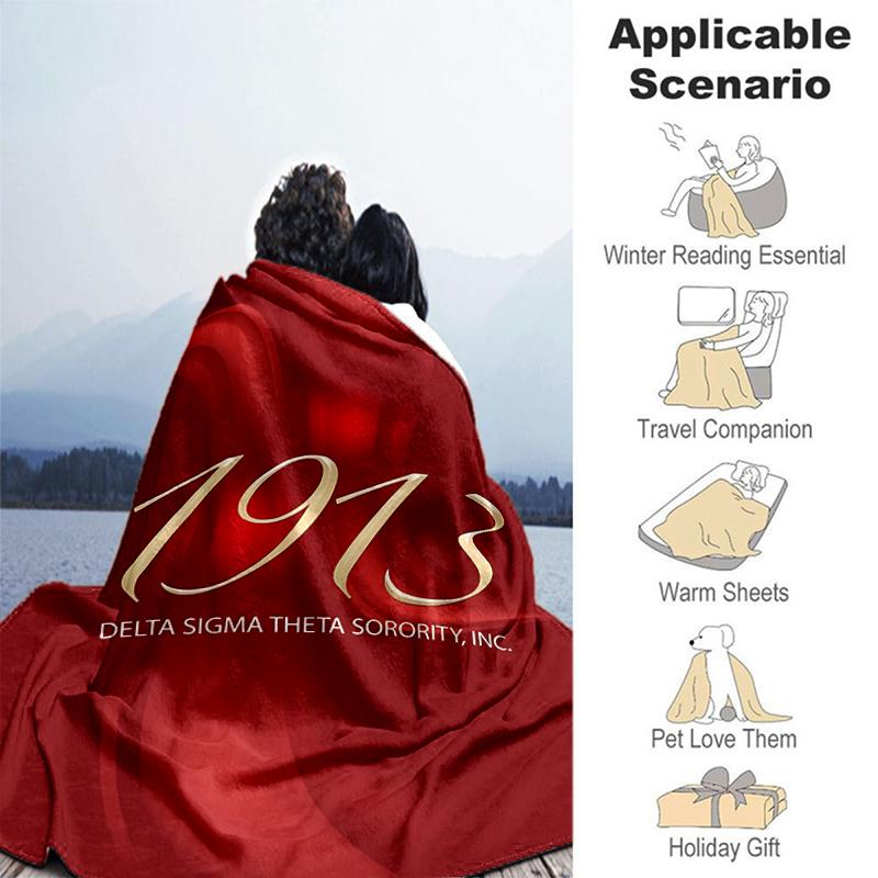 1pc Blanket Delta Sigma Theta logo Print Design, Lightweight Blanket for Sofa, Bed- Soft &Warm, Gift for All Seasons like Christmas, Halloween