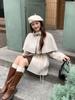 25 New French High-End Women's Wool Coat - Mid-Length Cape Shawl, Slim Fit Overcoat for Autumn and Winter