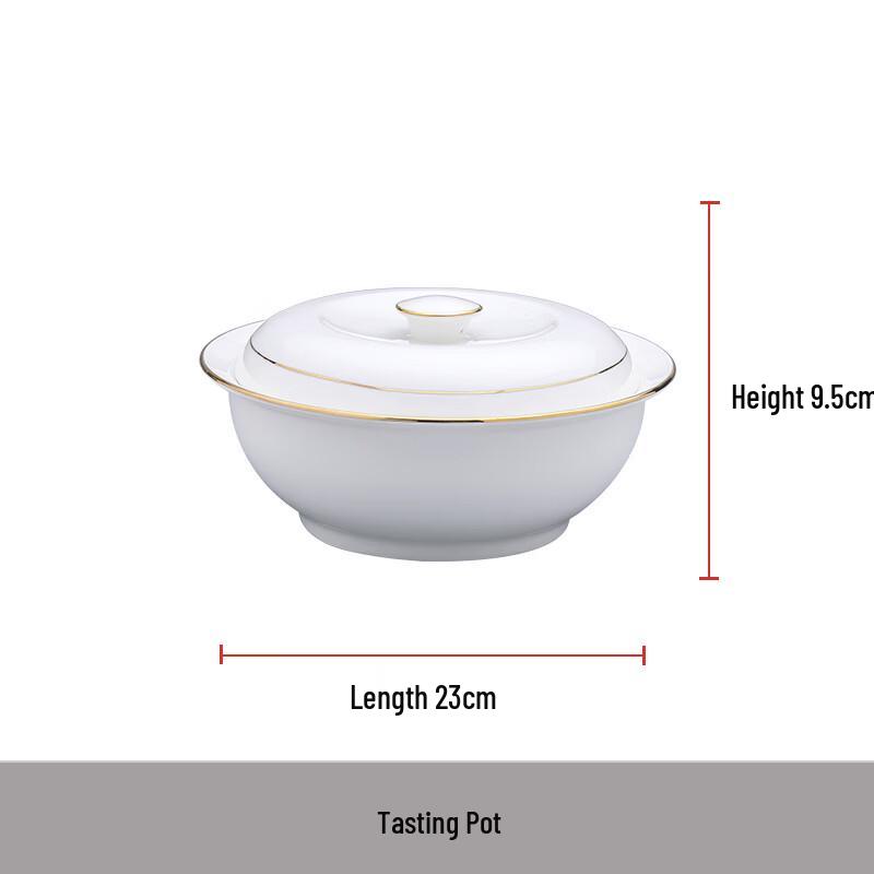 Gold Trimmed Bone China Serving Pot