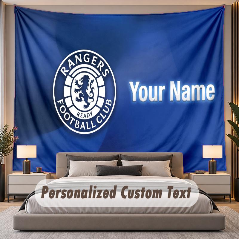 Custom Name Text Tapestry Rangers FC Personalized Polyester Wall Tapestry For Bedroom And Room