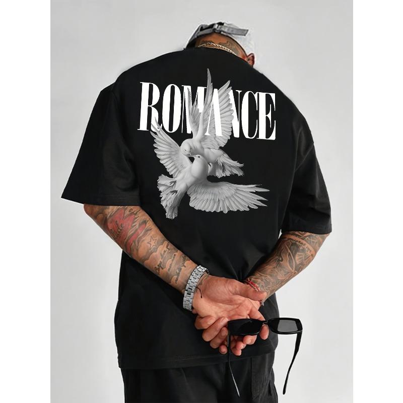 

European sizes Men s Casual Short Sleeve T-Shirt With Alphabet Pattern, Round Neck, Comfy Fabric, Breathable And Comfortable Tops For Summer 4XL чорний