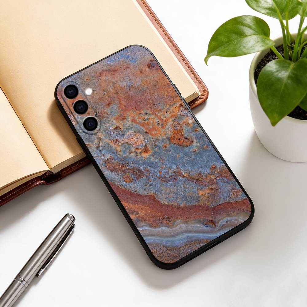 Retro Industrieller Stil Rostige Handyhülle Schwarzes Silikon Weich Für Samsung Galaxy A73,A72,A71,A70,A53,A52,A51