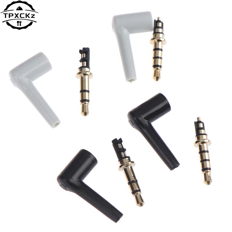 2pcs/lot New 90 Degrees 3.5mm Stereo Headset Plug Jack 3 4 Pole 3.5 Gold Plated