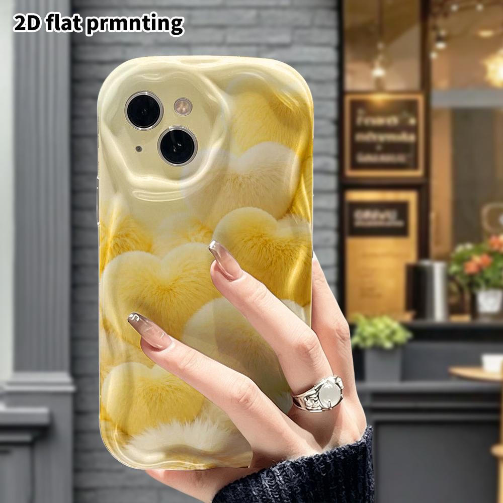 Phone case: 2D flat design suitable for iPhone 18 17 16 15 14 13 Pro protective case, yellow and white plush, perfect Christmas and Halloween holiday