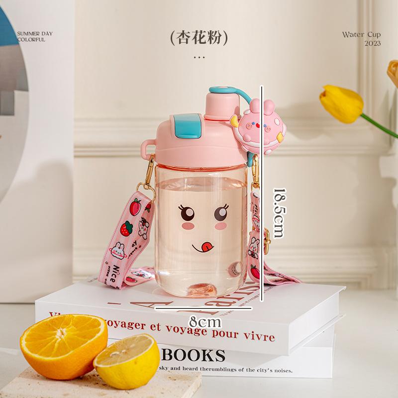 Water bottle Cartoon plastic water cup Children's straw cup Boys and girls summer belly cup Portable outdoor sports kettle customization