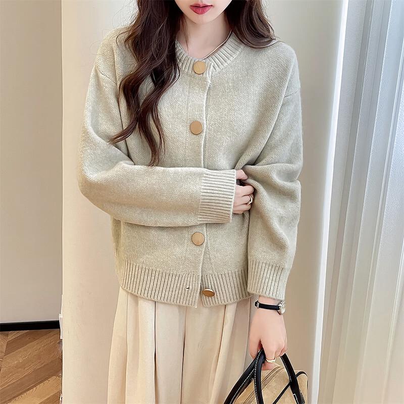 TonLion Women's 2025 A/W Loose Fit Round Neck Cardigan