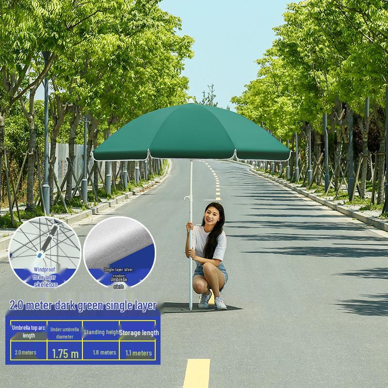 Großer Outdoor-Gewerbeschirm mit Doppelrippen - Sonnenschirm für Sonne, Werbung und Standnutzung