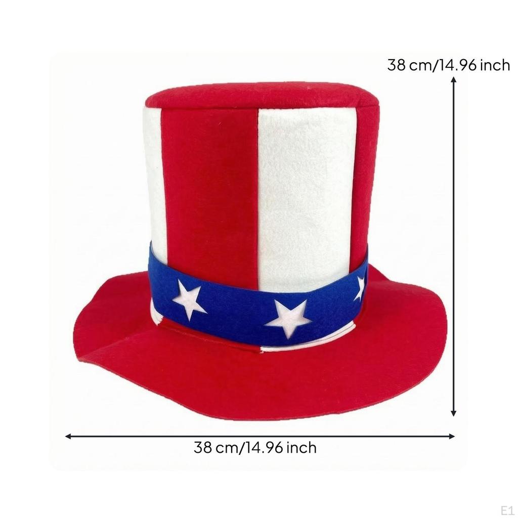 Chapeau en Feutre à Bande Patriotique à Motifs Ruban Couronne Cylindrique Accessoire de Fête