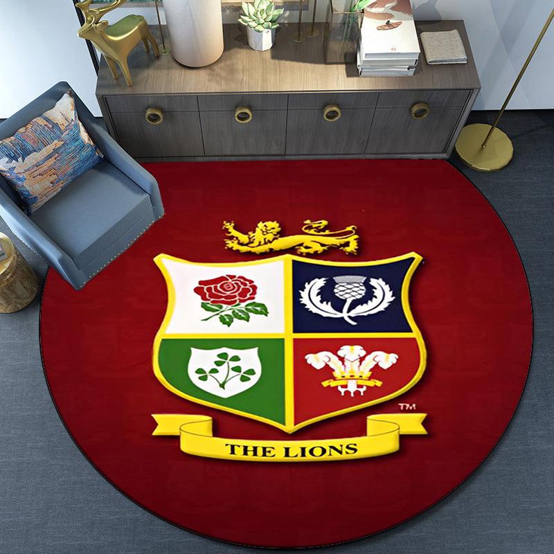 British & Irish Lions Round Rug for Livingroom,Bedroom, Palyroom, Chair Rug, Area Rug, Circle Carpet, Fan Christmas Gift
