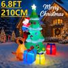 6.8FT LED Inflatable Xmas Yard Decor Santa Climbing Tree with Dog Gift Boxes Christma Decoration Supplies Home Ornament Toy Gift
