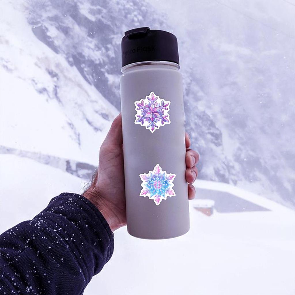 52pcs Christmas Snowflake Stickers: Waterproof, Removable Window Decor for Home & Shop