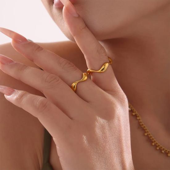 Thumb Ring Irregular Line Shape Adjustable Opening Design Finger Ring Stainless Steel Finger Band Versatile Jewelry Gift
