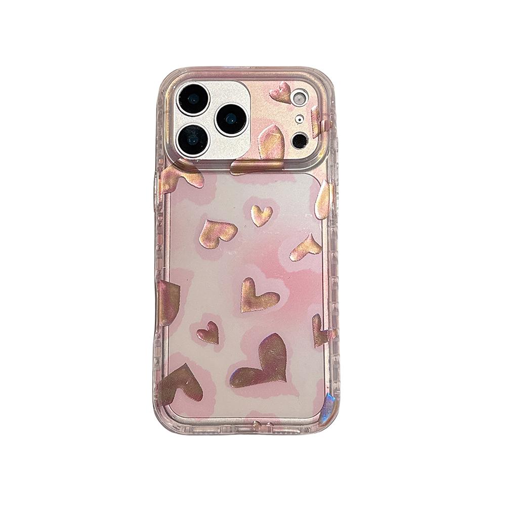 Cute Love Heart Phone Case for iphone 17promax Laser Glitter Case for IPhone 14 15 16 Pro Max Shockproof Protective Clear Cover iPhone 13